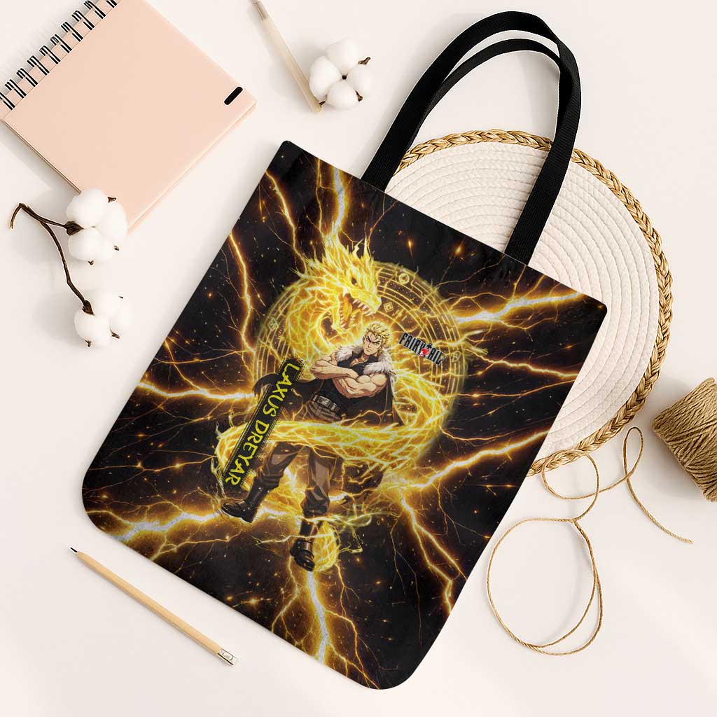 Laxus Dreyar Fairy Tail Tote Bag Lightning Dragon Anime Style with Electric Surge Visuals