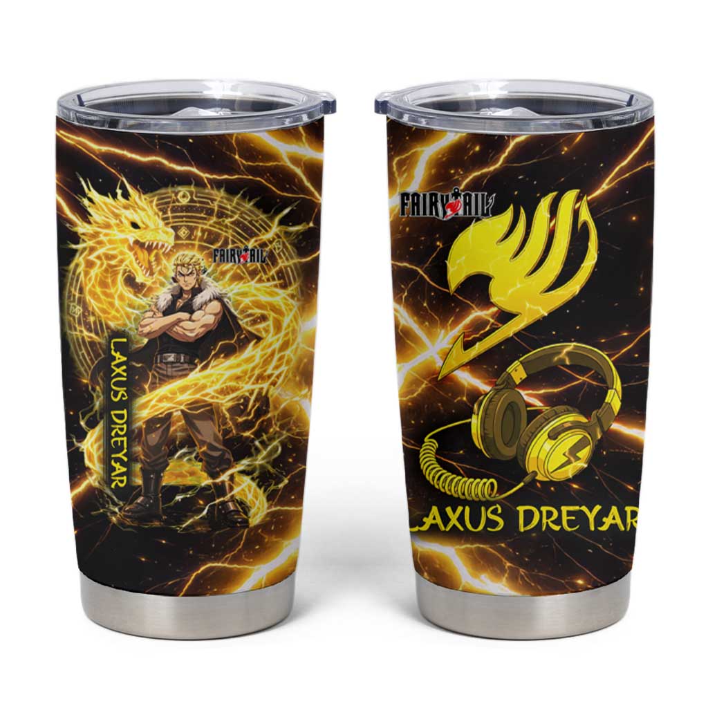Laxus Dreyar Fairy Tail Tumbler Cup Lightning Dragon Anime Style with Electric Surge Visuals