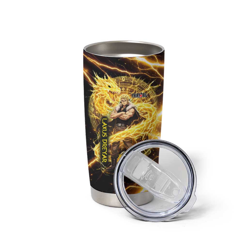 Laxus Dreyar Fairy Tail Tumbler Cup Lightning Dragon Anime Style with Electric Surge Visuals