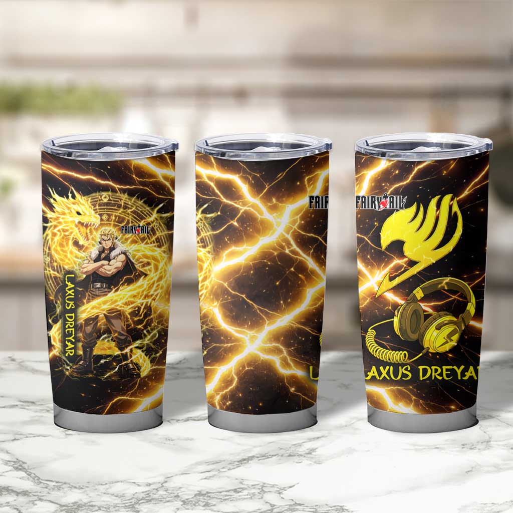 Laxus Dreyar Fairy Tail Tumbler Cup Lightning Dragon Anime Style with Electric Surge Visuals