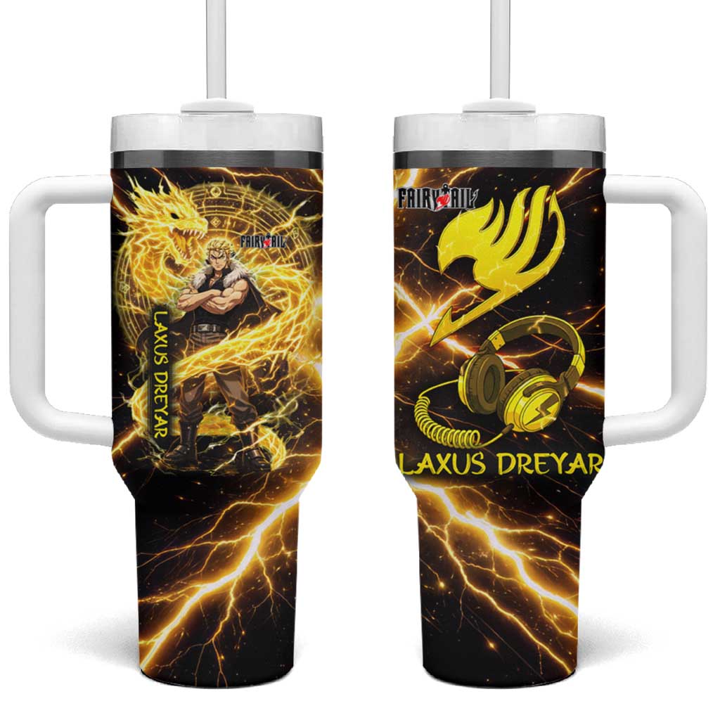 Laxus Dreyar Fairy Tail Tumbler With Handle Lightning Dragon Anime Style with Electric Surge Visuals