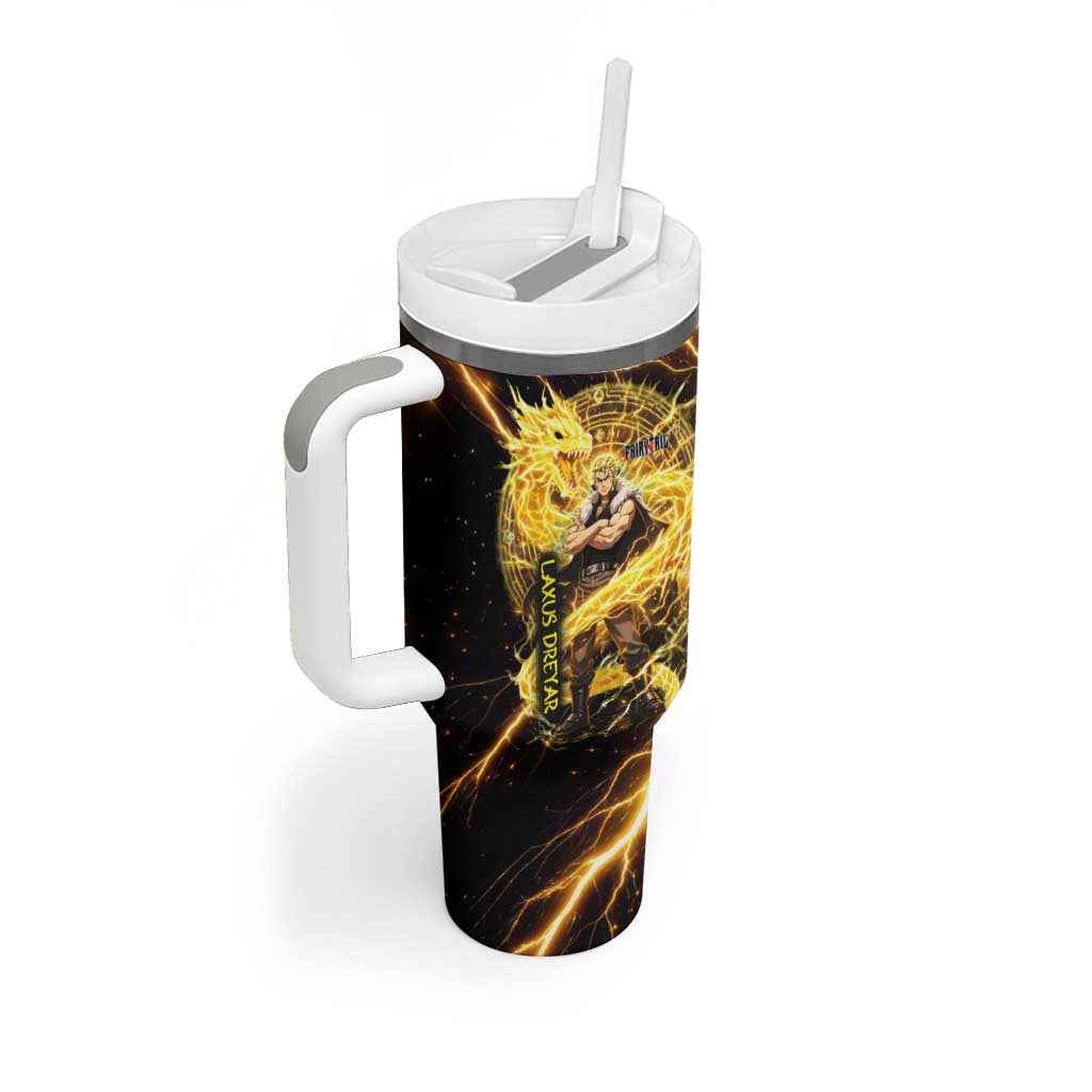 Laxus Dreyar Fairy Tail Tumbler With Handle Lightning Dragon Anime Style with Electric Surge Visuals