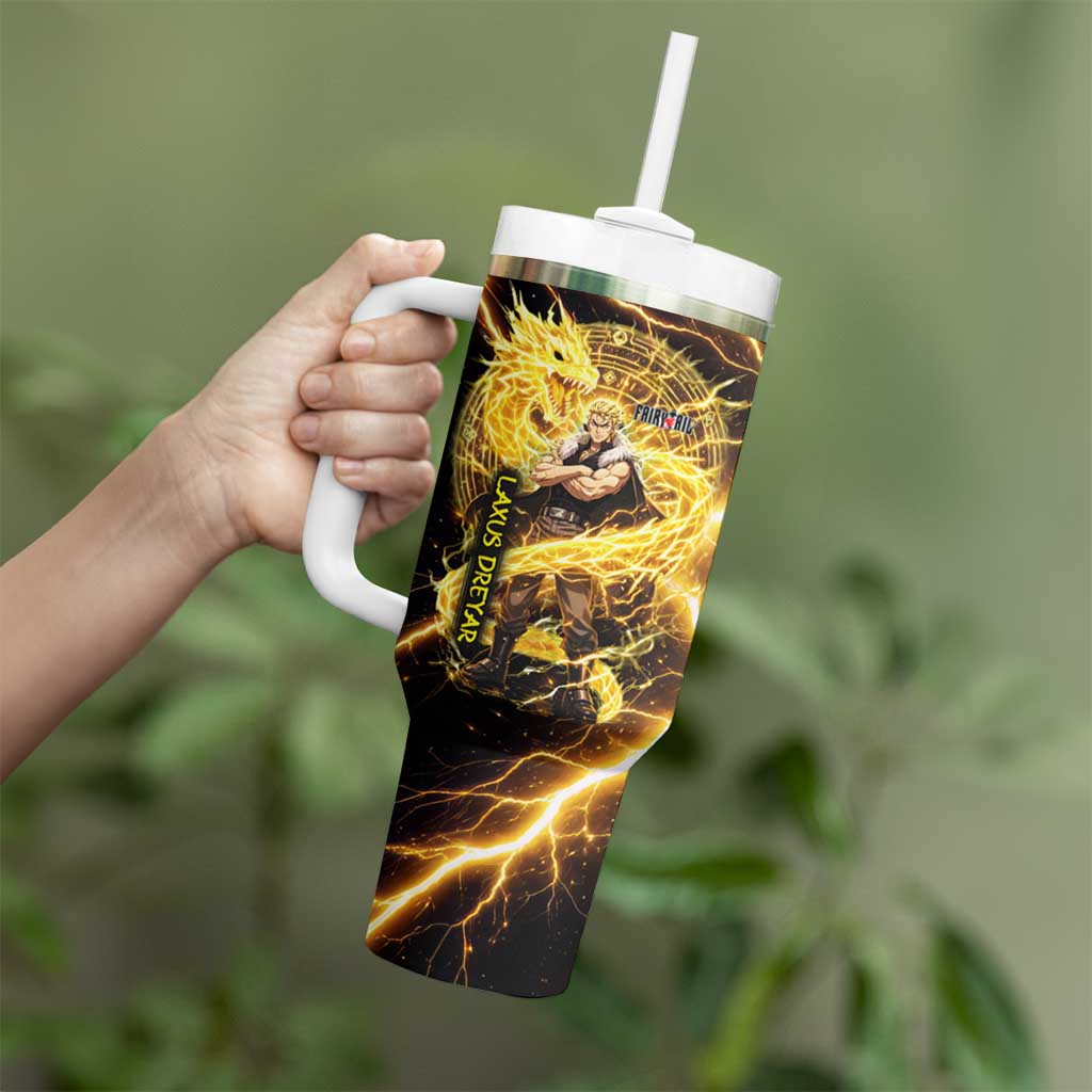 Laxus Dreyar Fairy Tail Tumbler With Handle Lightning Dragon Anime Style with Electric Surge Visuals