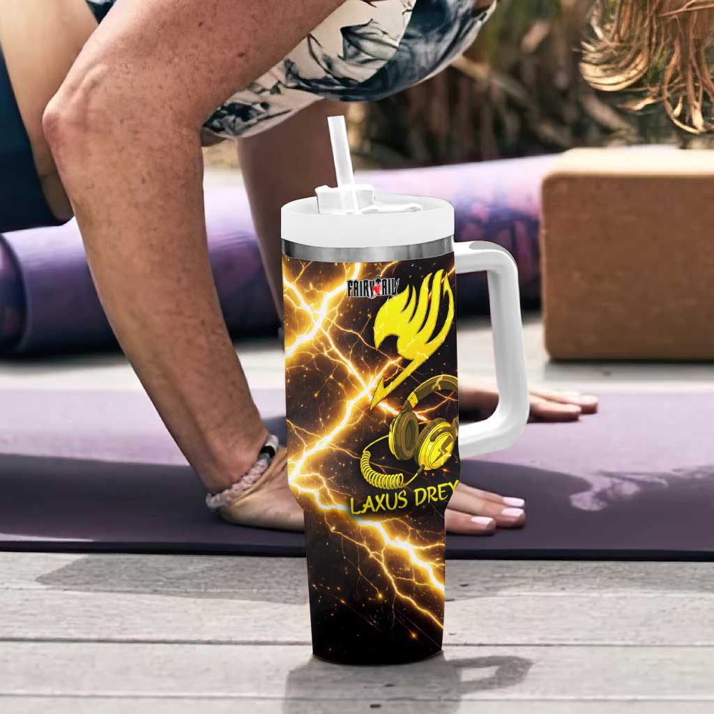 Laxus Dreyar Fairy Tail Tumbler With Handle Lightning Dragon Anime Style with Electric Surge Visuals