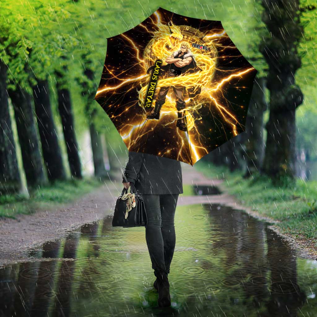 Laxus Dreyar Fairy Tail Umbrella Lightning Dragon Anime Style with Electric Surge Visuals