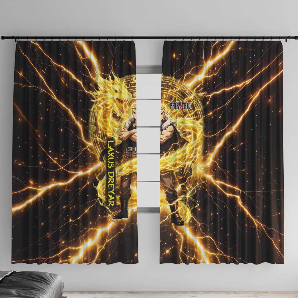 Laxus Dreyar Fairy Tail Window Curtain Lightning Dragon Anime Style with Electric Surge Visuals