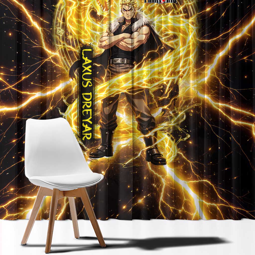 Laxus Dreyar Fairy Tail Window Curtain Lightning Dragon Anime Style with Electric Surge Visuals
