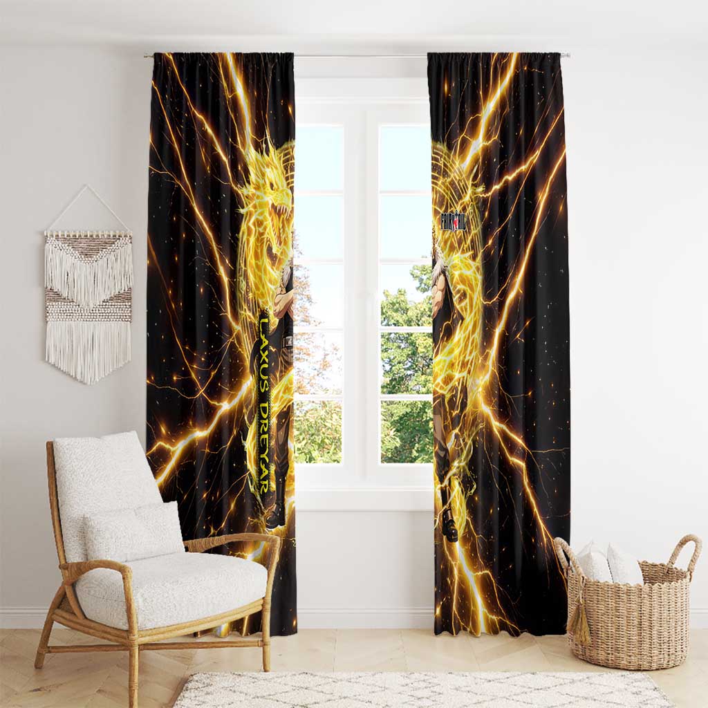 Laxus Dreyar Fairy Tail Window Curtain Lightning Dragon Anime Style with Electric Surge Visuals