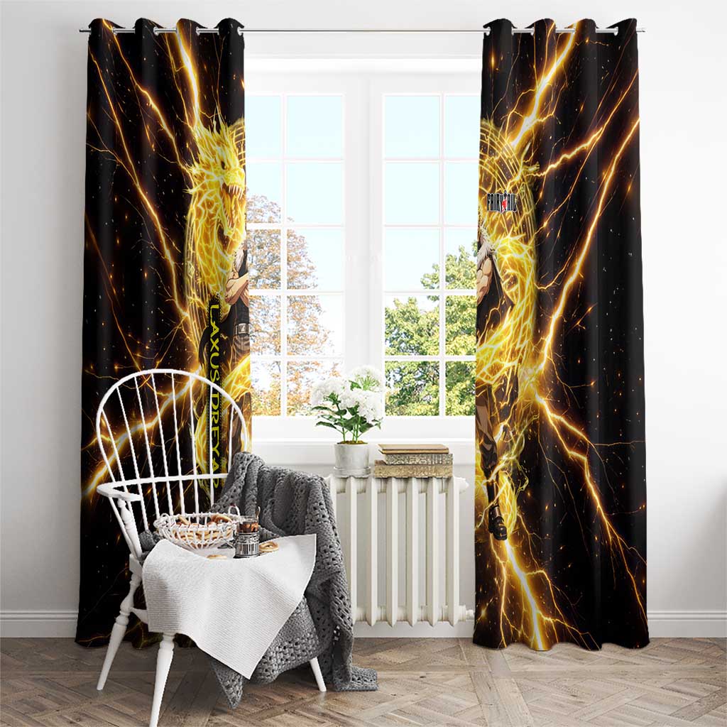 Laxus Dreyar Fairy Tail Window Curtain Lightning Dragon Anime Style with Electric Surge Visuals
