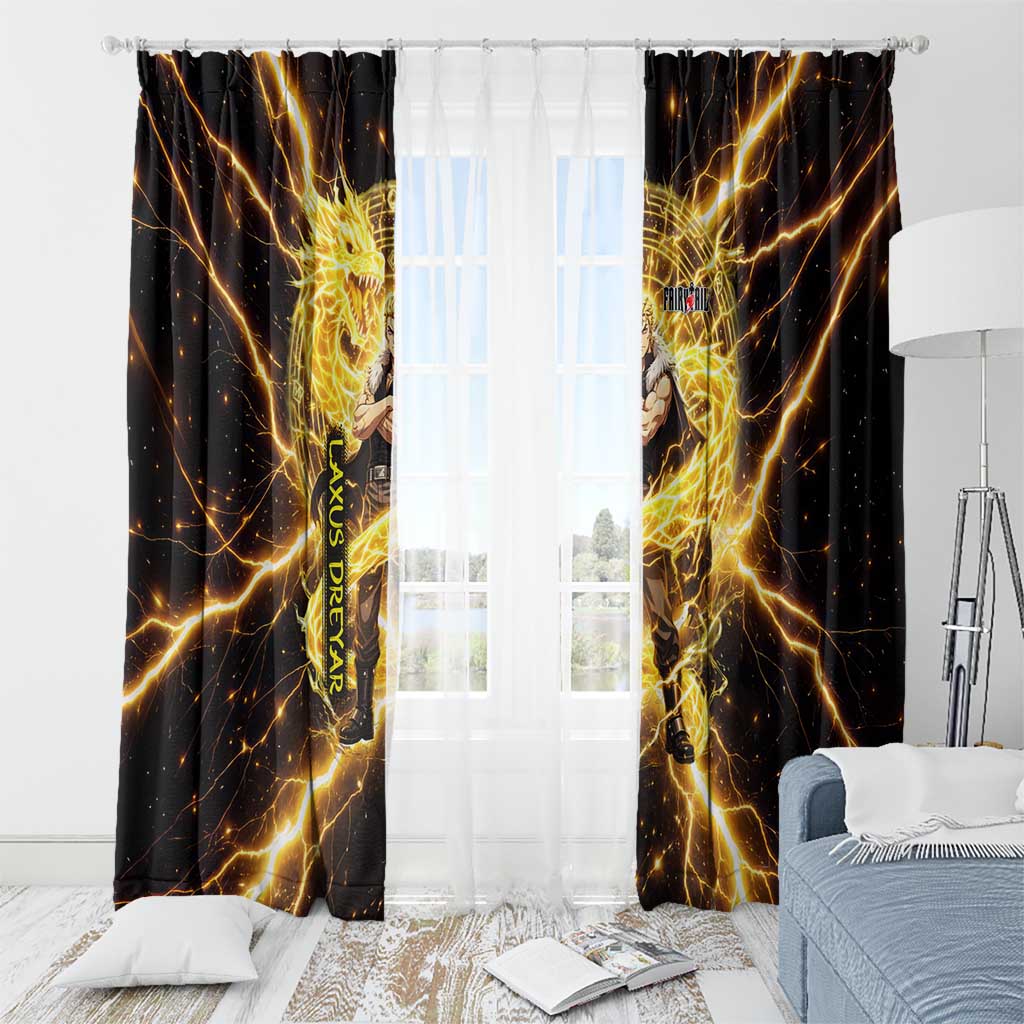 Laxus Dreyar Fairy Tail Window Curtain Lightning Dragon Anime Style with Electric Surge Visuals