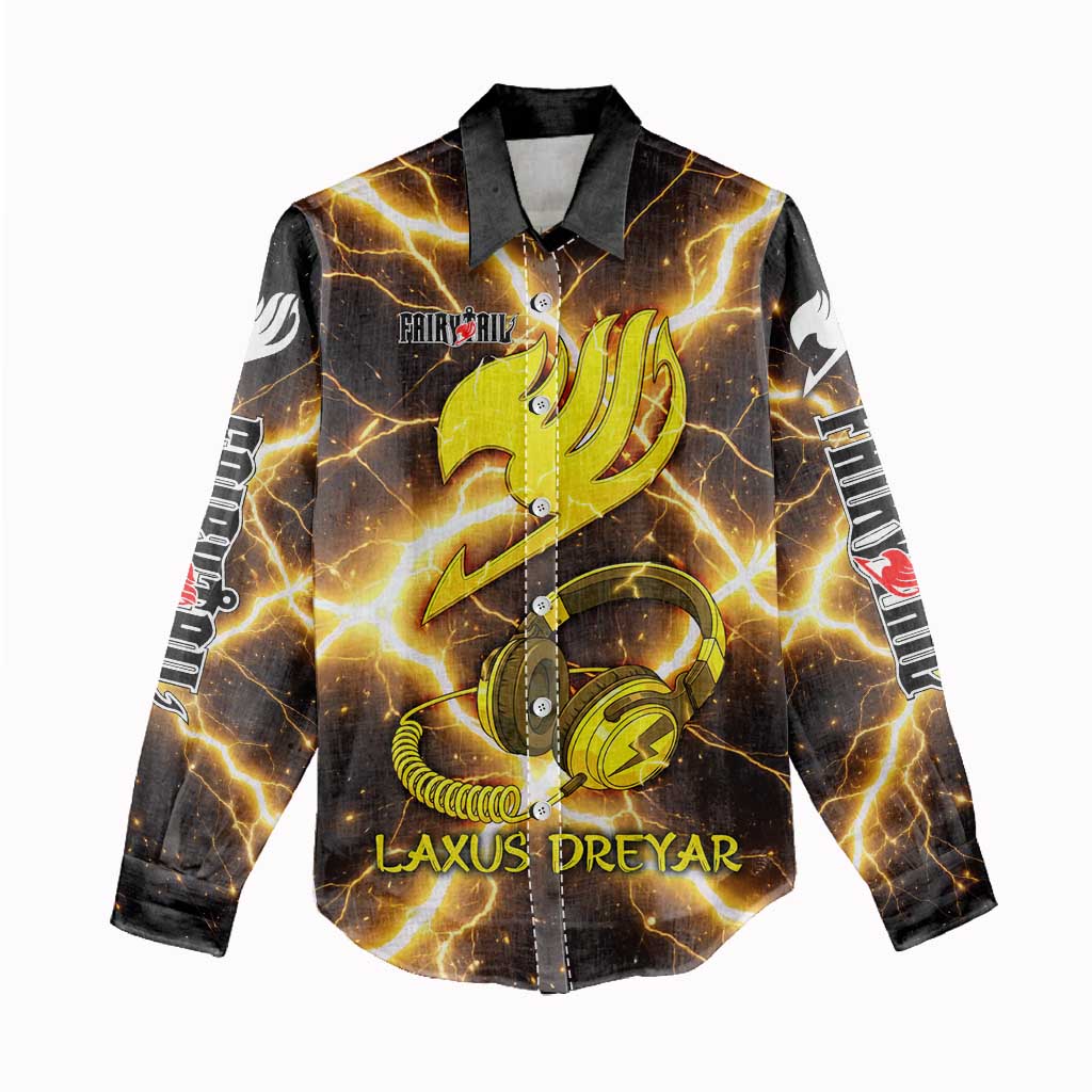 Laxus Dreyar Fairy Tail Women Casual Shirt Lightning Dragon Anime Style with Electric Surge Visuals