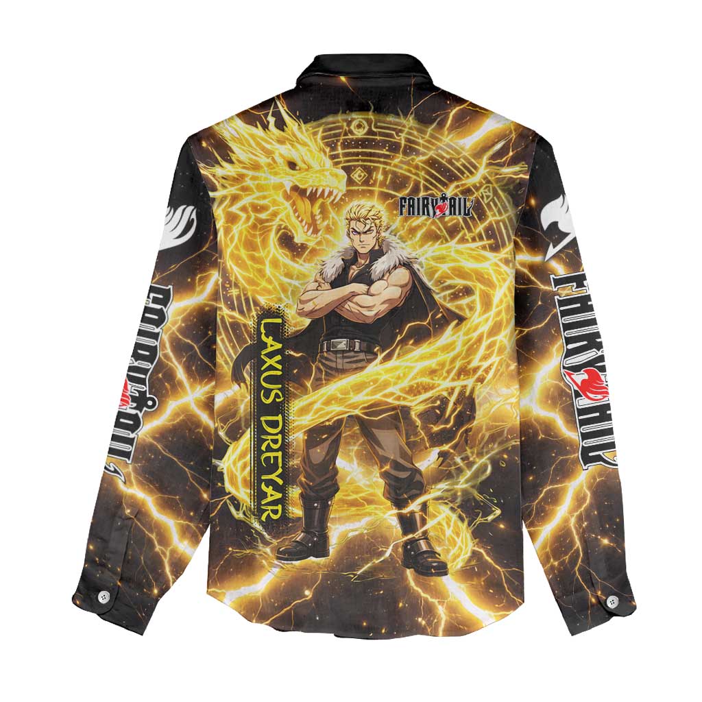 Laxus Dreyar Fairy Tail Women Casual Shirt Lightning Dragon Anime Style with Electric Surge Visuals