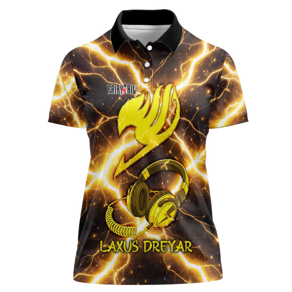 Laxus Dreyar Fairy Tail Women Polo Shirt Lightning Dragon Anime Style with Electric Surge Visuals