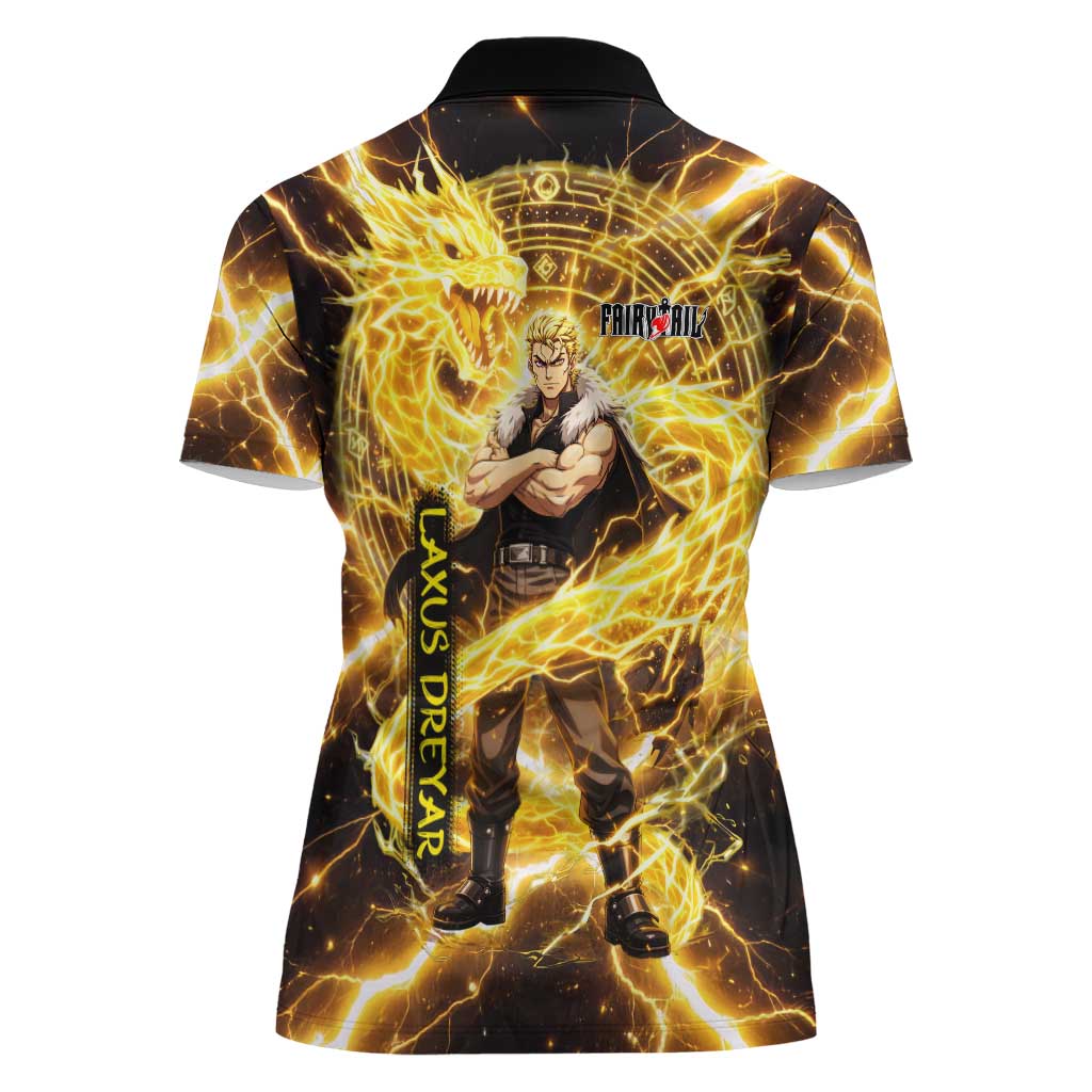 Laxus Dreyar Fairy Tail Women Polo Shirt Lightning Dragon Anime Style with Electric Surge Visuals