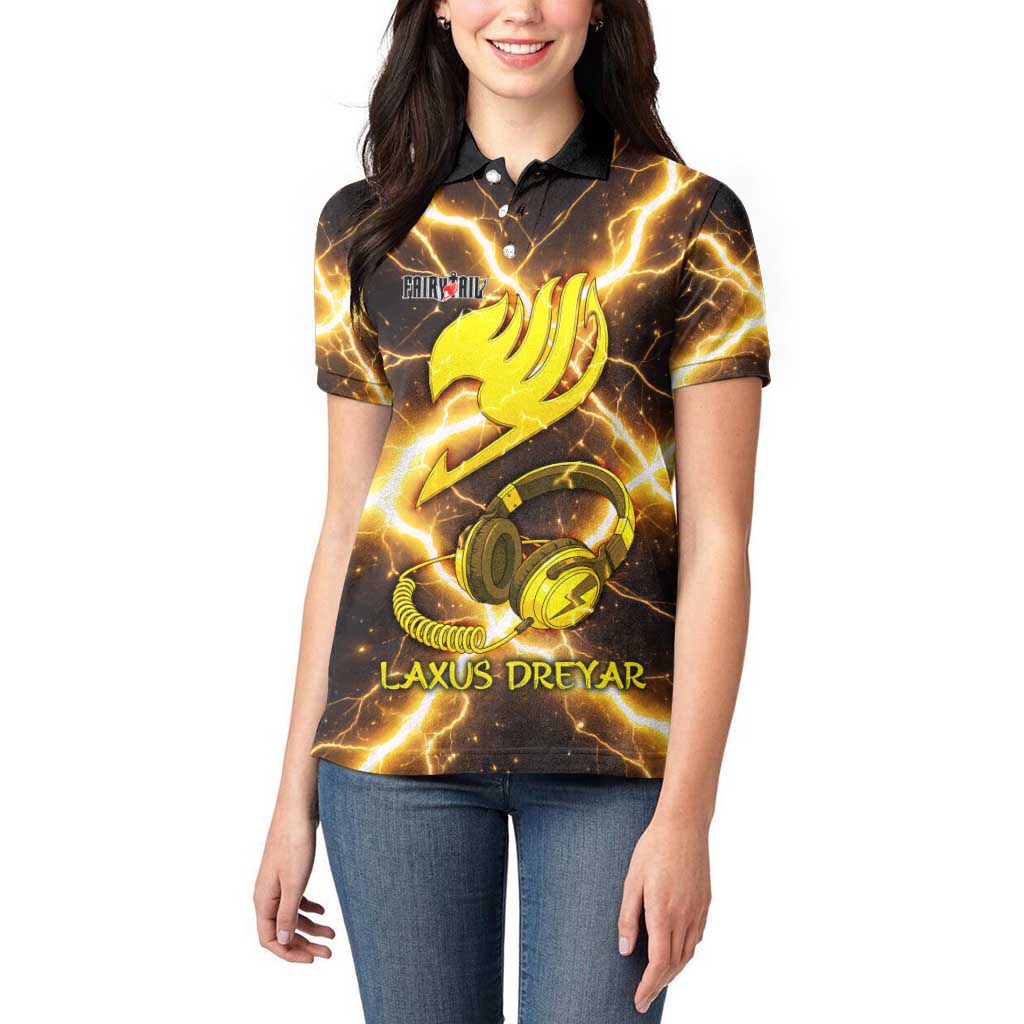 Laxus Dreyar Fairy Tail Women Polo Shirt Lightning Dragon Anime Style with Electric Surge Visuals