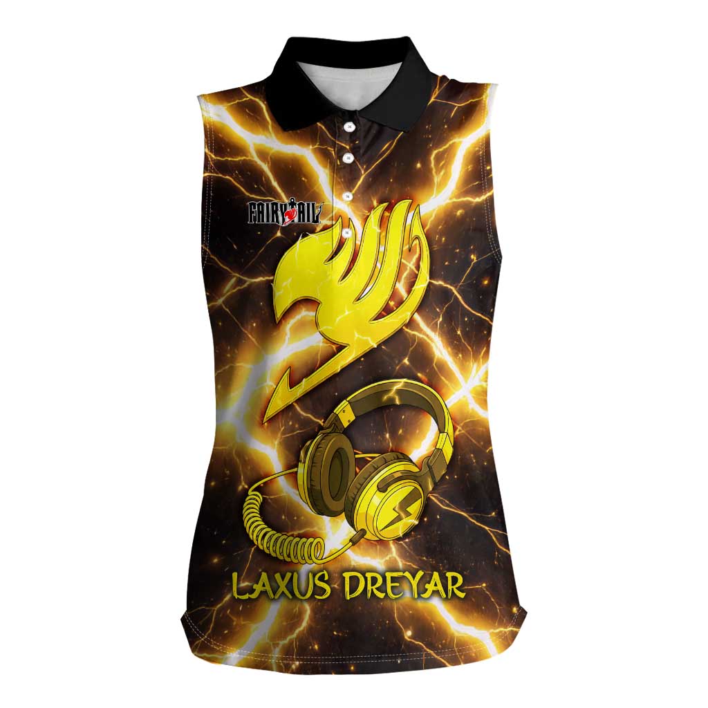 Laxus Dreyar Fairy Tail Women Sleeveless Polo Shirt Lightning Dragon Anime Style with Electric Surge Visuals