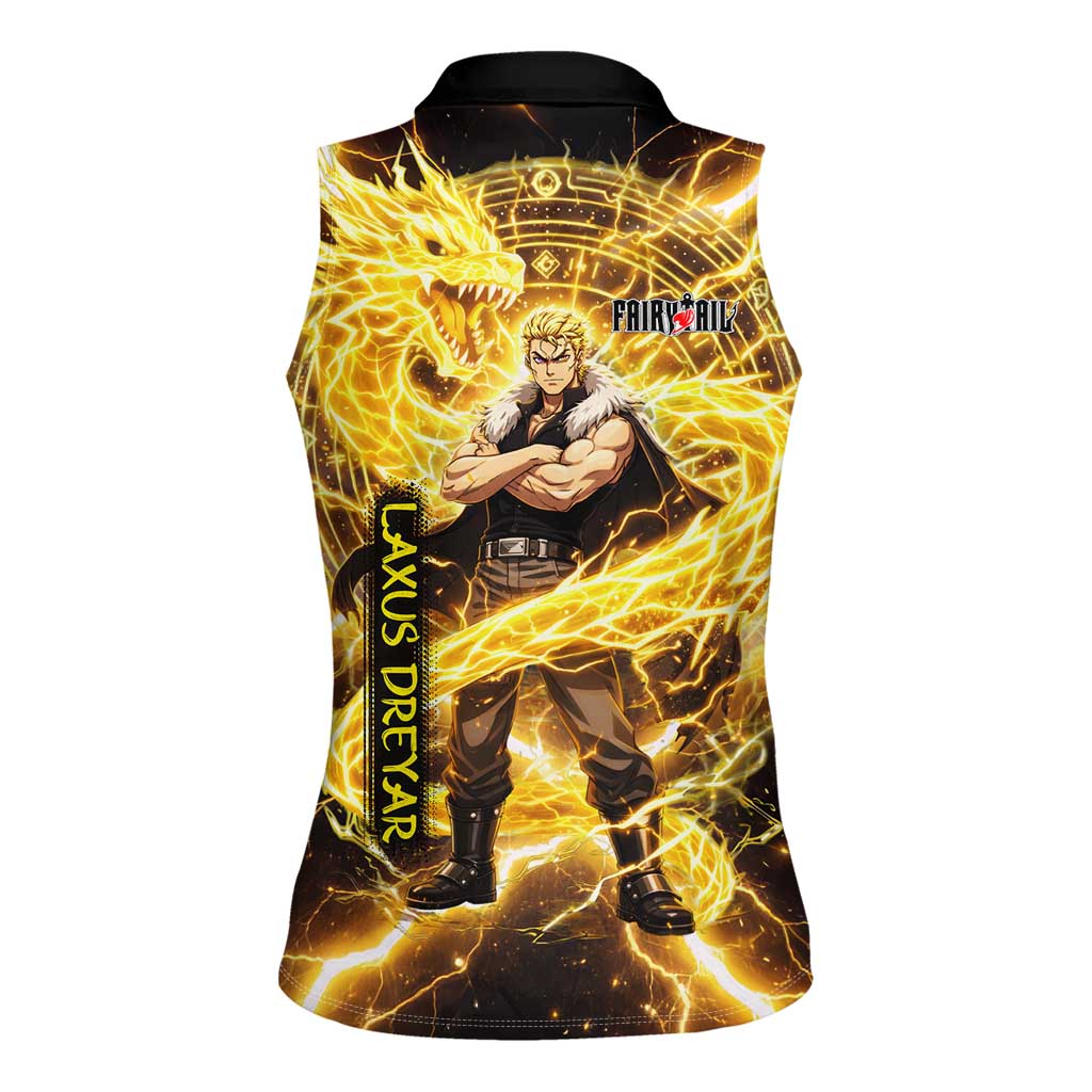 Laxus Dreyar Fairy Tail Women Sleeveless Polo Shirt Lightning Dragon Anime Style with Electric Surge Visuals