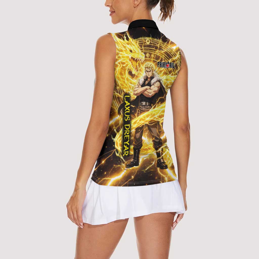 Laxus Dreyar Fairy Tail Women Sleeveless Polo Shirt Lightning Dragon Anime Style with Electric Surge Visuals
