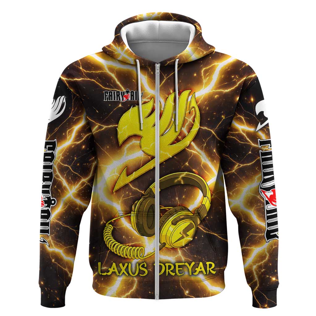 Laxus Dreyar Fairy Tail Zip Hoodie Lightning Dragon Anime Style with Electric Surge Visuals