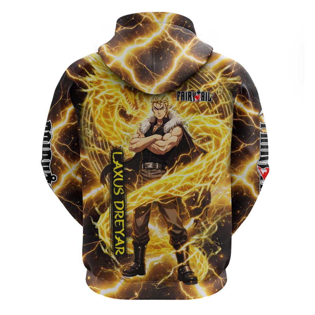 Laxus Dreyar Fairy Tail Zip Hoodie Lightning Dragon Anime Style with Electric Surge Visuals