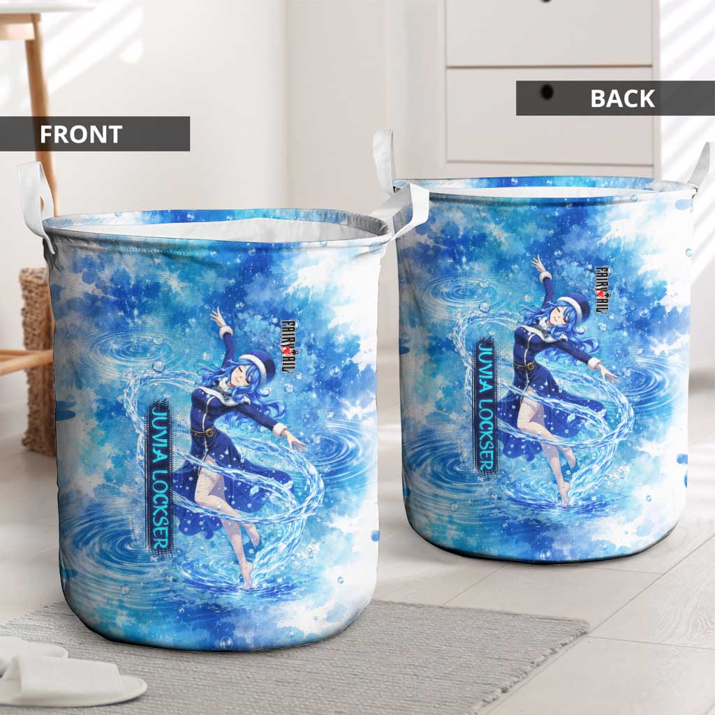 Juvia Lockser Fairy Tail Laundry Basket Water Magic Anime Style with Heart and Raindrop Aesthetic