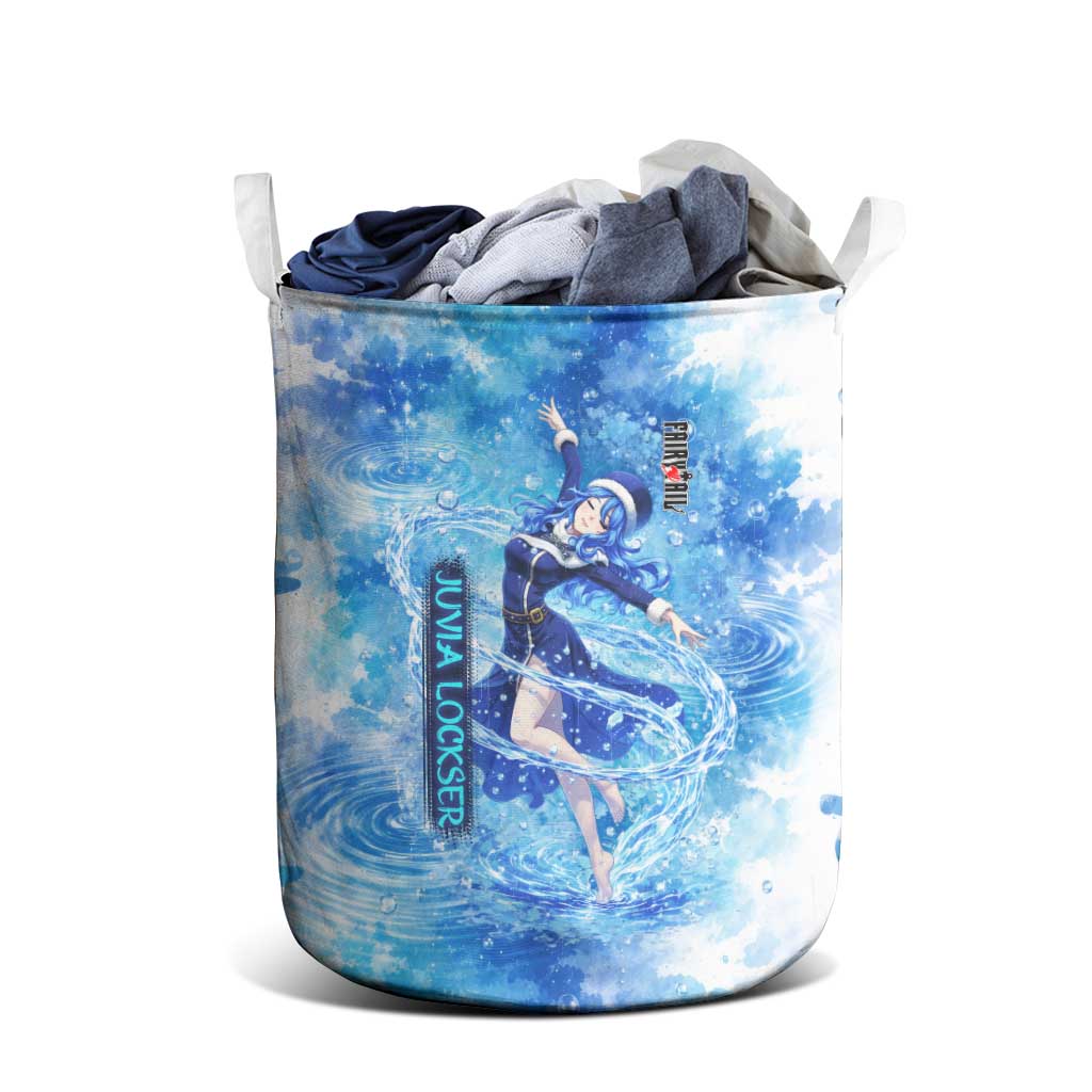 Juvia Lockser Fairy Tail Laundry Basket Water Magic Anime Style with Heart and Raindrop Aesthetic