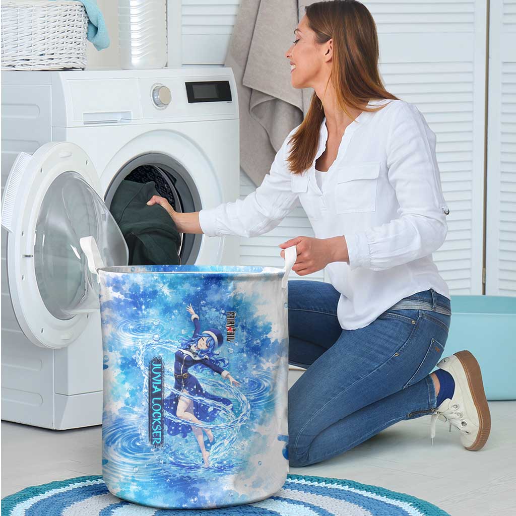 Juvia Lockser Fairy Tail Laundry Basket Water Magic Anime Style with Heart and Raindrop Aesthetic