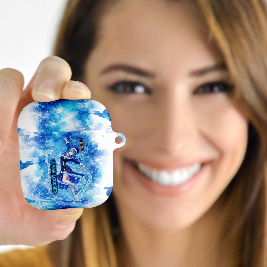 Juvia Lockser Fairy Tail AirPods Case Water Magic Anime Style with Heart and Raindrop Aesthetic