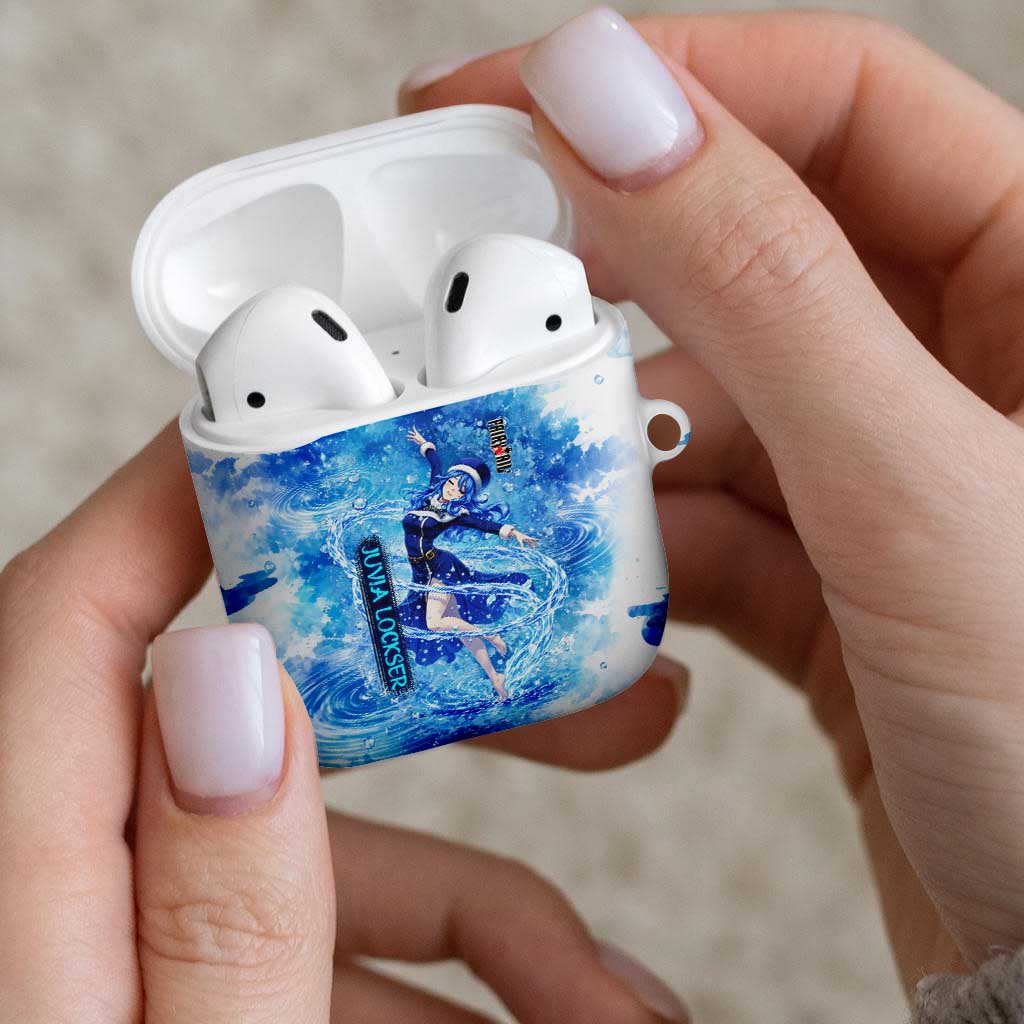 Juvia Lockser Fairy Tail AirPods Case Water Magic Anime Style with Heart and Raindrop Aesthetic