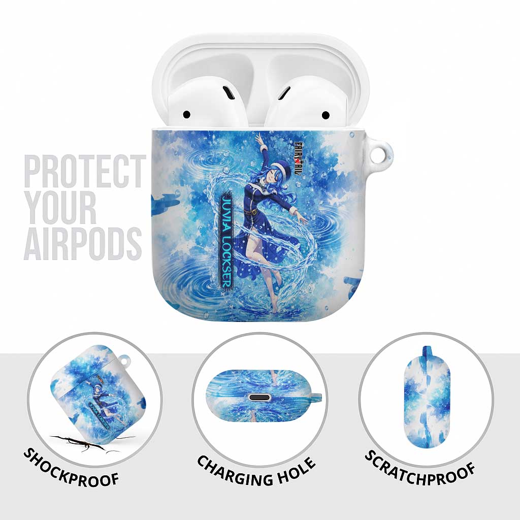 Juvia Lockser Fairy Tail AirPods Case Water Magic Anime Style with Heart and Raindrop Aesthetic