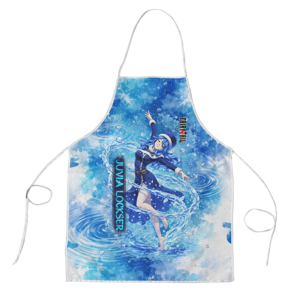 Juvia Lockser Fairy Tail Apron Water Magic Anime Style with Heart and Raindrop Aesthetic