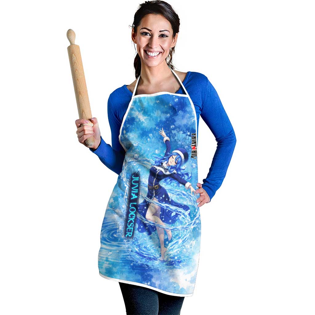 Juvia Lockser Fairy Tail Apron Water Magic Anime Style with Heart and Raindrop Aesthetic