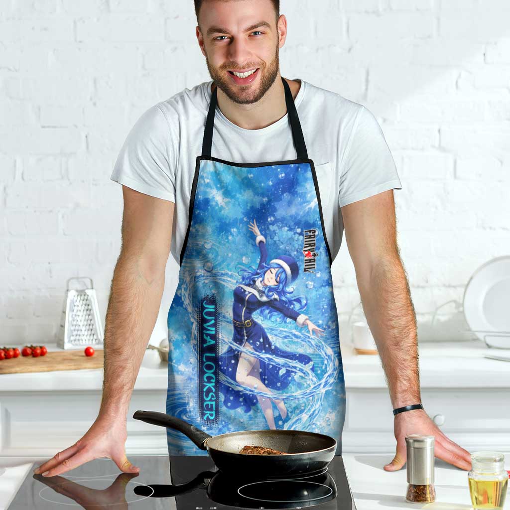 Juvia Lockser Fairy Tail Apron Water Magic Anime Style with Heart and Raindrop Aesthetic