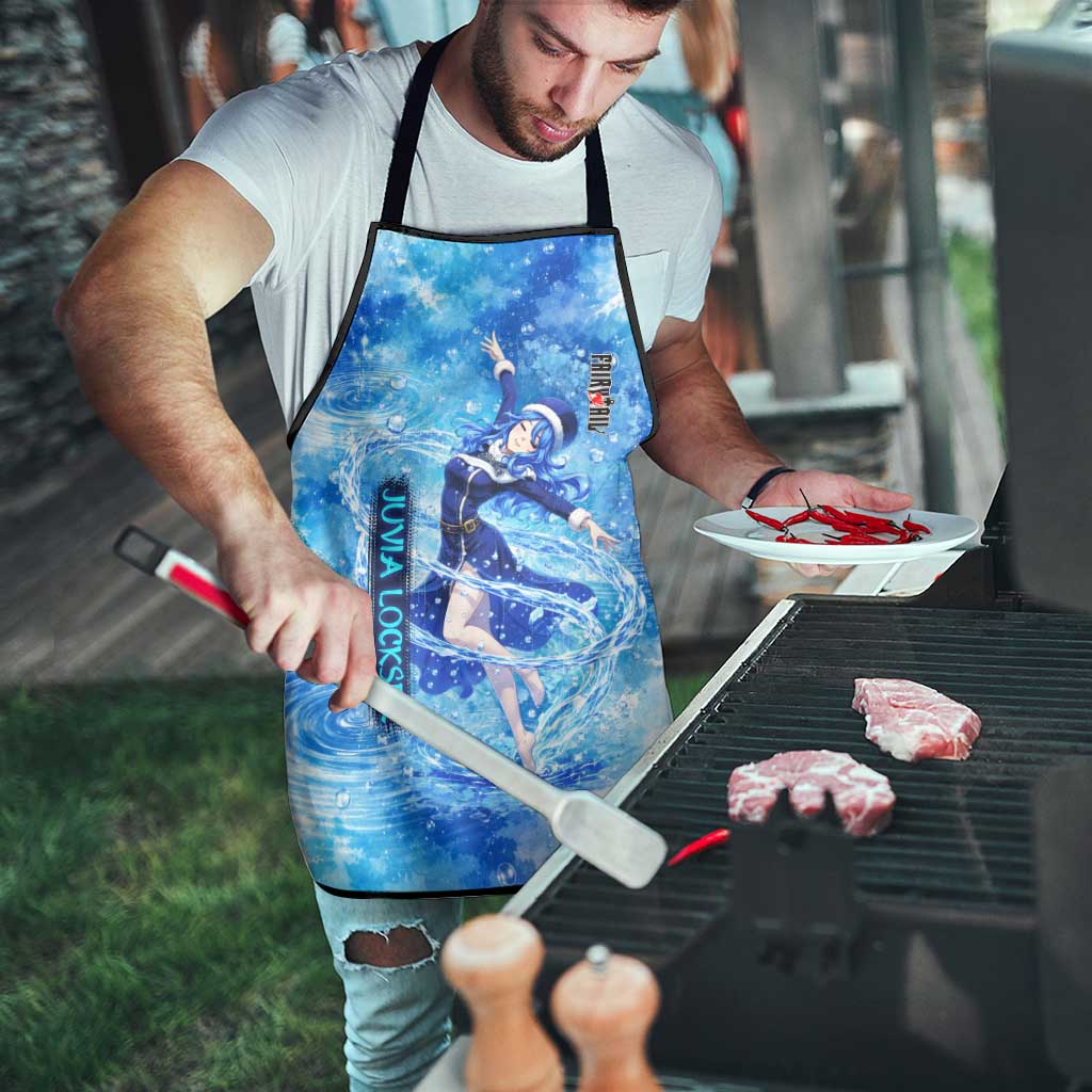 Juvia Lockser Fairy Tail Apron Water Magic Anime Style with Heart and Raindrop Aesthetic