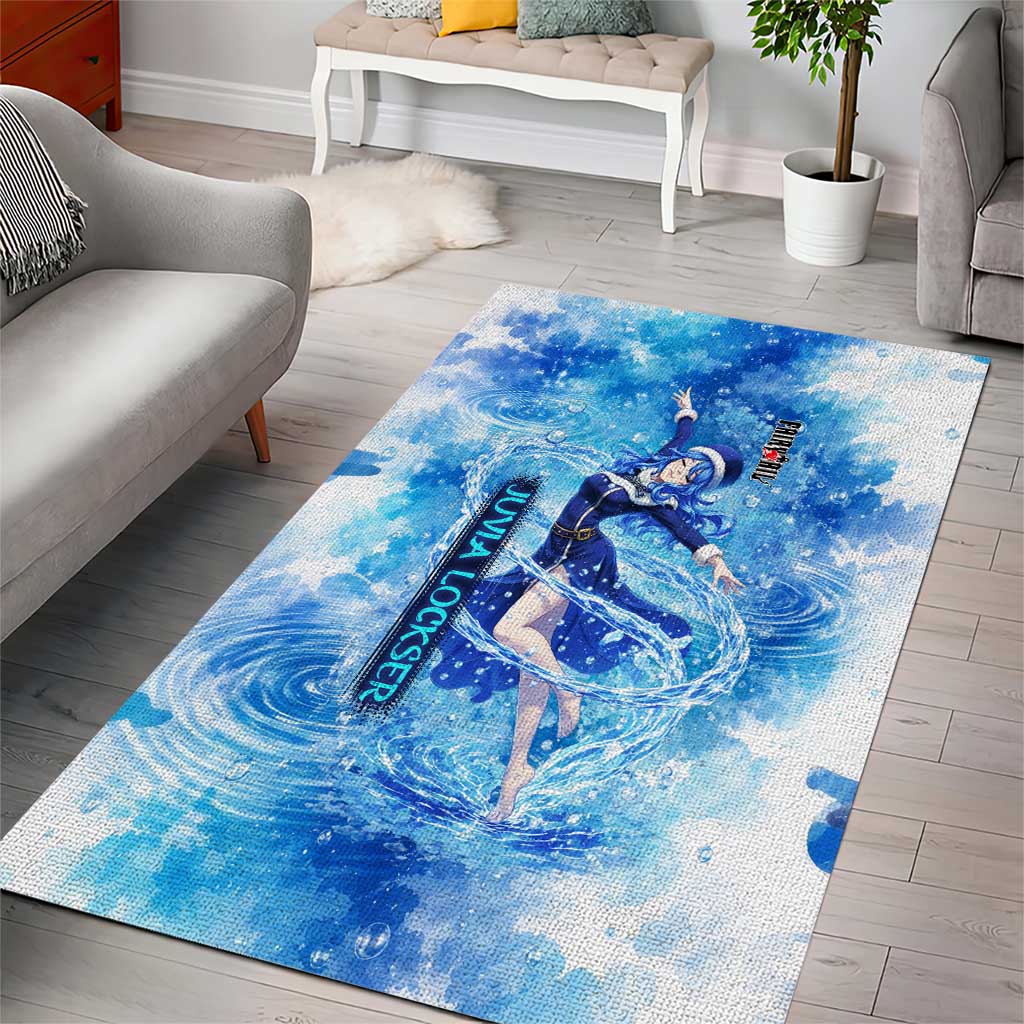 Juvia Lockser Fairy Tail Area Rug Water Magic Anime Style with Heart and Raindrop Aesthetic