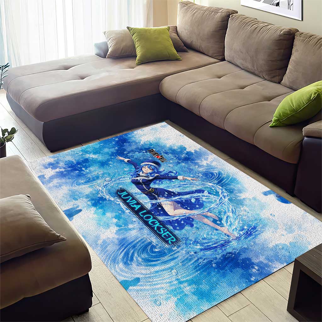 Juvia Lockser Fairy Tail Area Rug Water Magic Anime Style with Heart and Raindrop Aesthetic