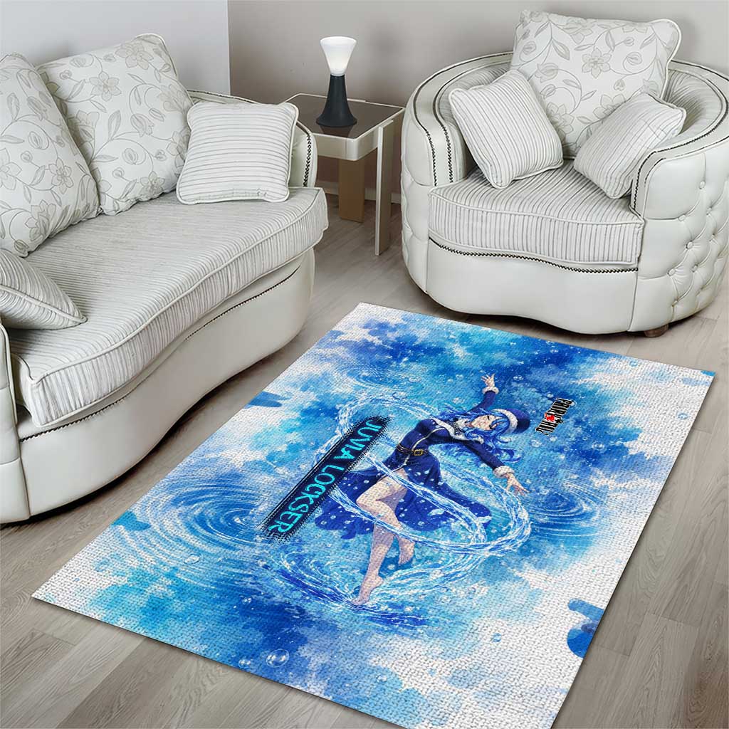 Juvia Lockser Fairy Tail Area Rug Water Magic Anime Style with Heart and Raindrop Aesthetic