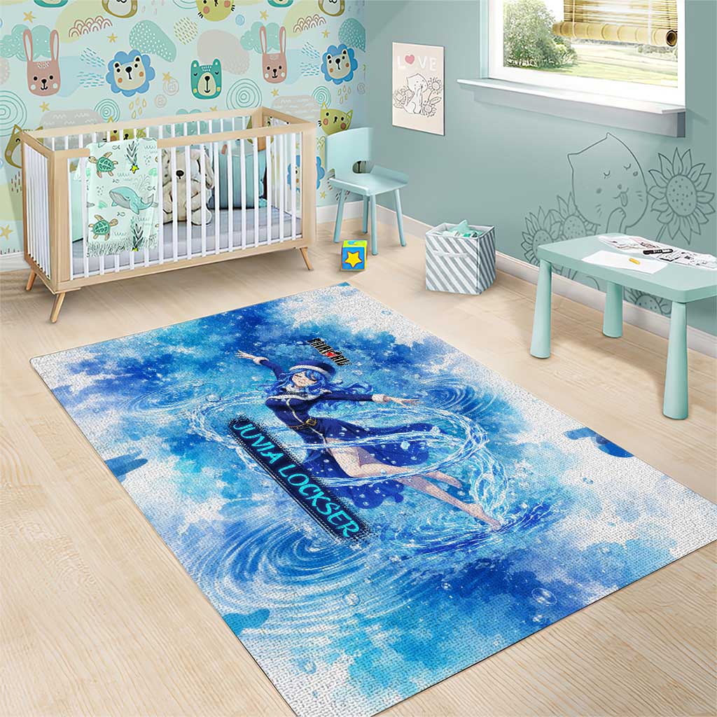Juvia Lockser Fairy Tail Area Rug Water Magic Anime Style with Heart and Raindrop Aesthetic