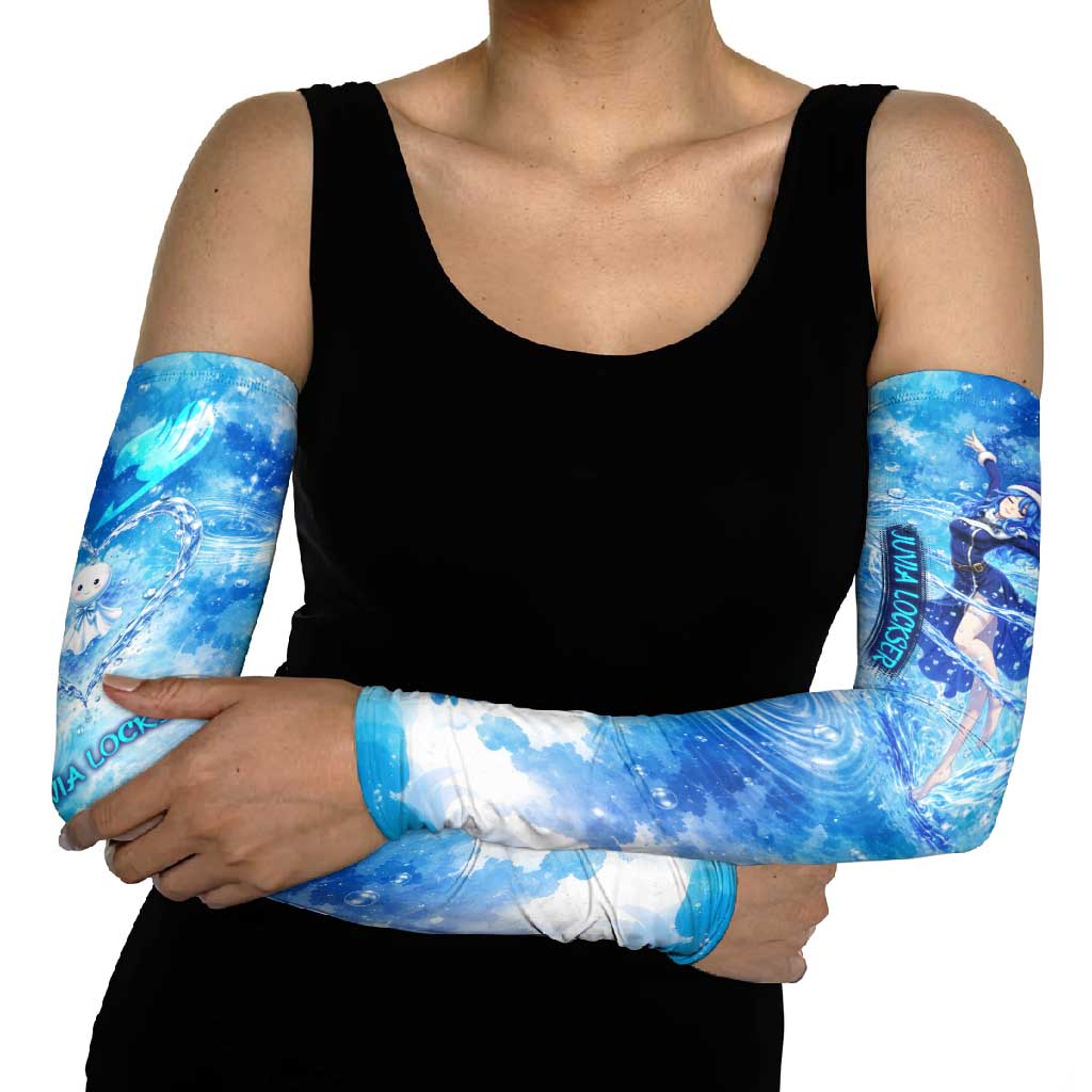 Juvia Lockser Fairy Tail Arm Sleeves Water Magic Anime Style with Heart and Raindrop Aesthetic