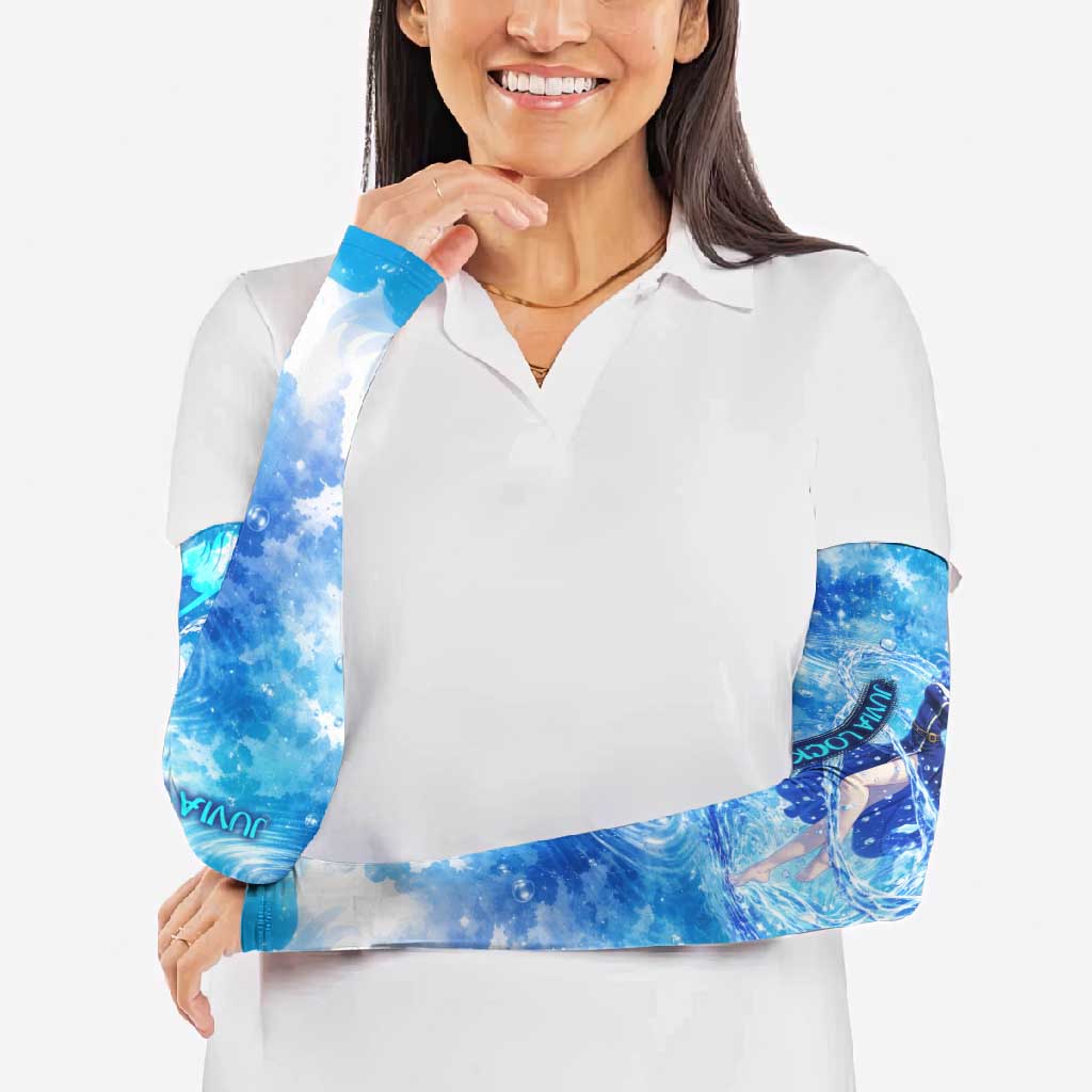 Juvia Lockser Fairy Tail Arm Sleeves Water Magic Anime Style with Heart and Raindrop Aesthetic