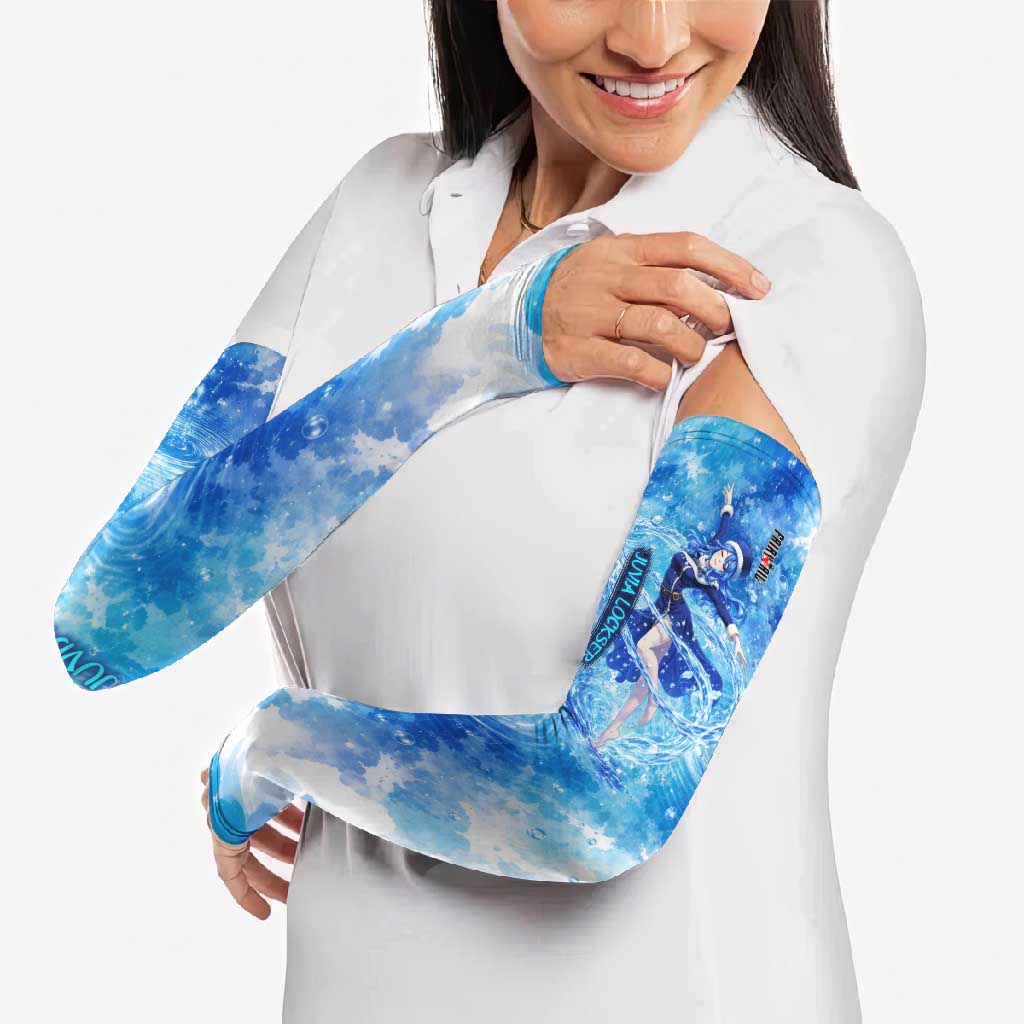 Juvia Lockser Fairy Tail Arm Sleeves Water Magic Anime Style with Heart and Raindrop Aesthetic