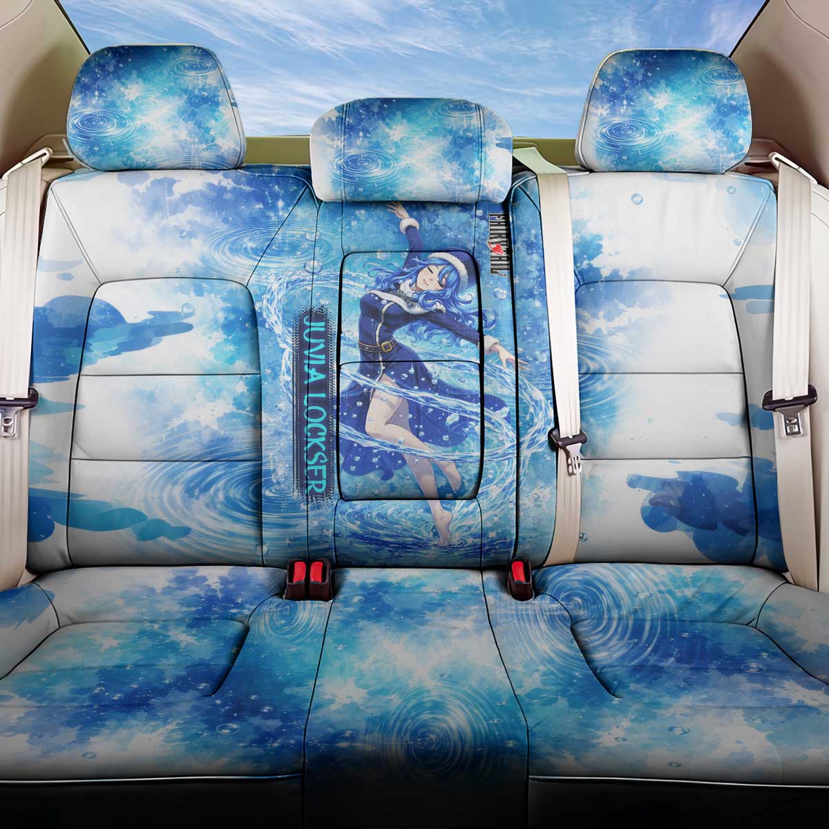 Juvia Lockser Fairy Tail Back Car Seat Cover Water Magic Anime Style with Heart and Raindrop Aesthetic