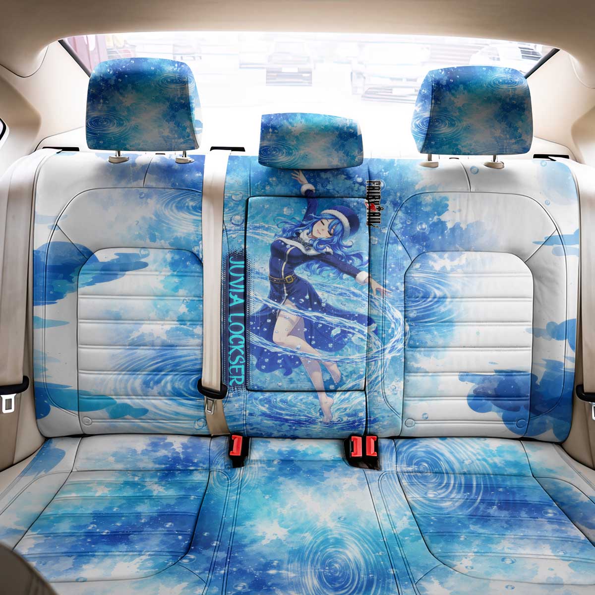 Juvia Lockser Fairy Tail Back Car Seat Cover Water Magic Anime Style with Heart and Raindrop Aesthetic