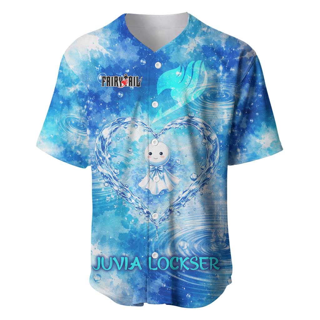 Juvia Lockser Fairy Tail Baseball Jersey Water Magic Anime Style with Heart and Raindrop Aesthetic