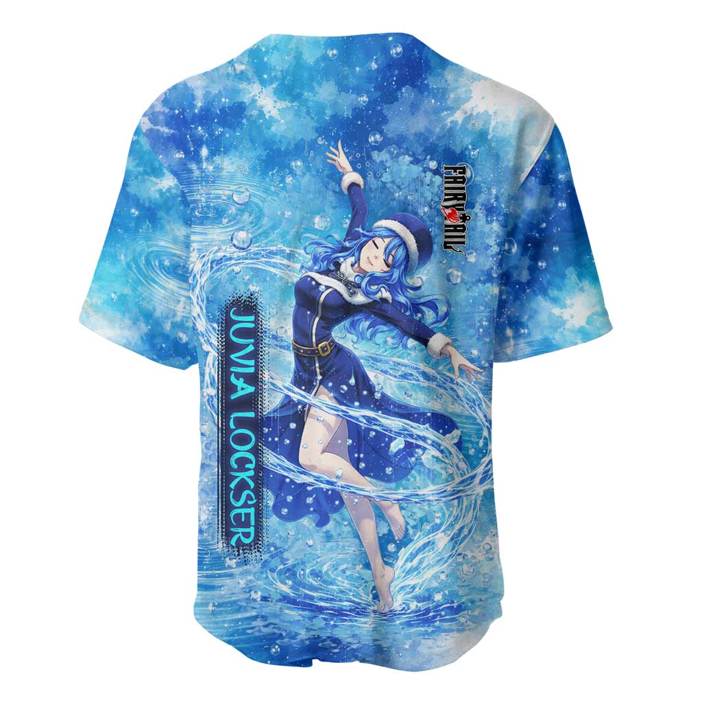 Juvia Lockser Fairy Tail Baseball Jersey Water Magic Anime Style with Heart and Raindrop Aesthetic