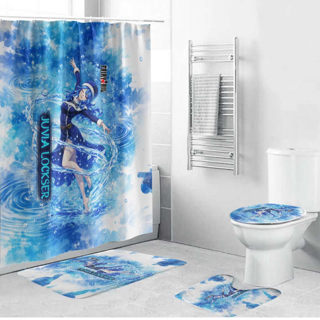 Juvia Lockser Fairy Tail Bathroom Set Water Magic Anime Style with Heart and Raindrop Aesthetic