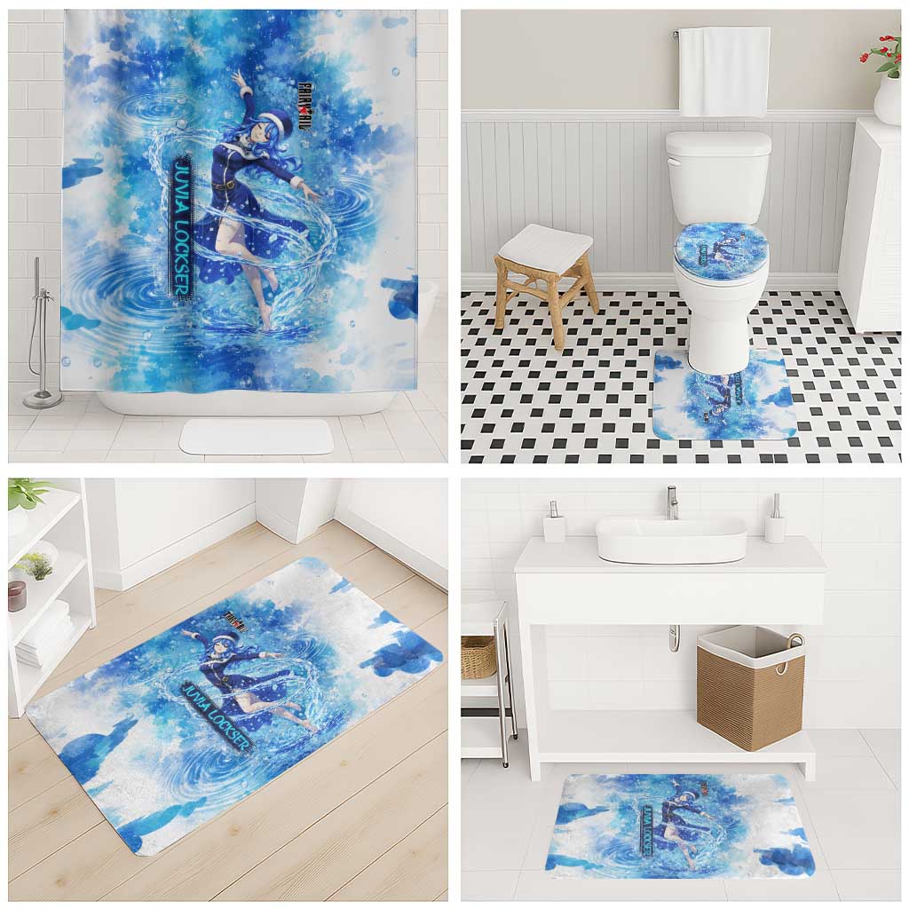 Juvia Lockser Fairy Tail Bathroom Set Water Magic Anime Style with Heart and Raindrop Aesthetic