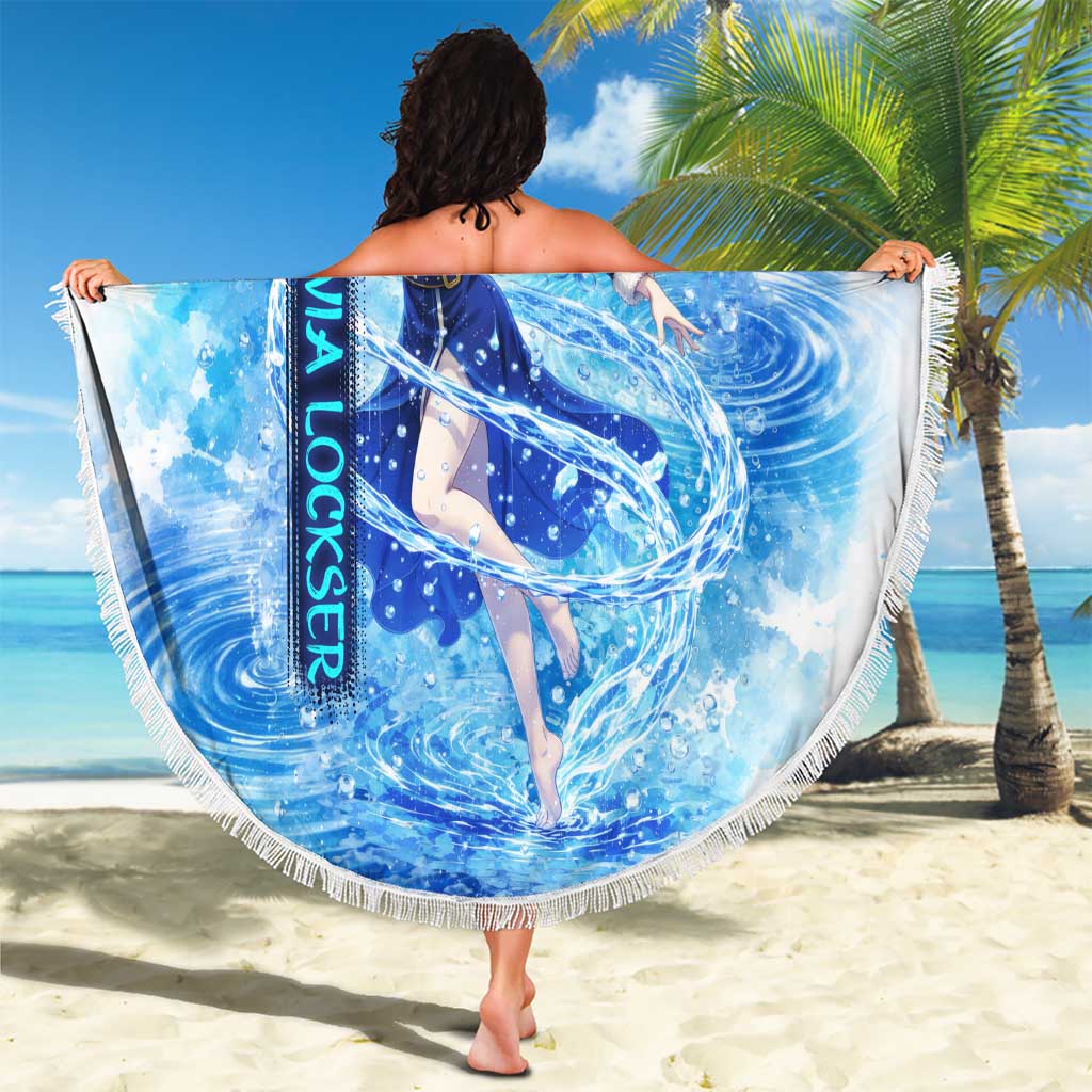 Juvia Lockser Fairy Tail Beach Blanket Water Magic Anime Style with Heart and Raindrop Aesthetic
