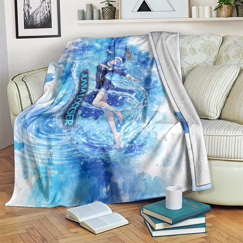 Juvia Lockser Fairy Tail Blanket Water Magic Anime Style with Heart and Raindrop Aesthetic