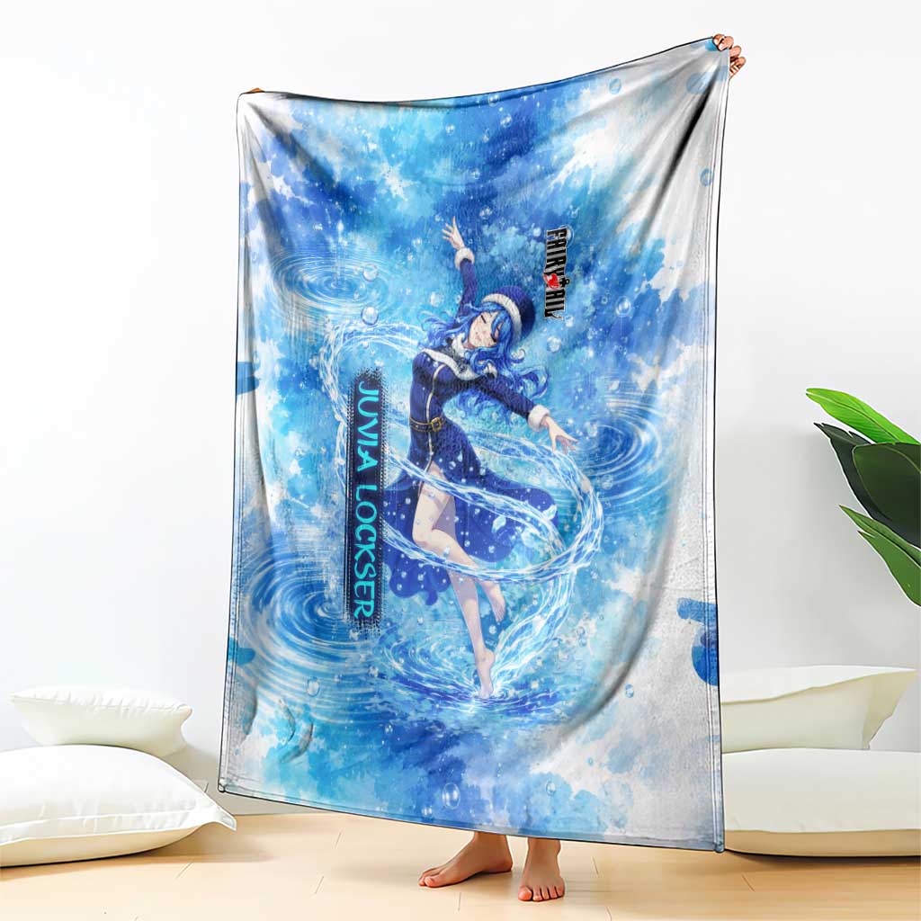 Juvia Lockser Fairy Tail Blanket Water Magic Anime Style with Heart and Raindrop Aesthetic